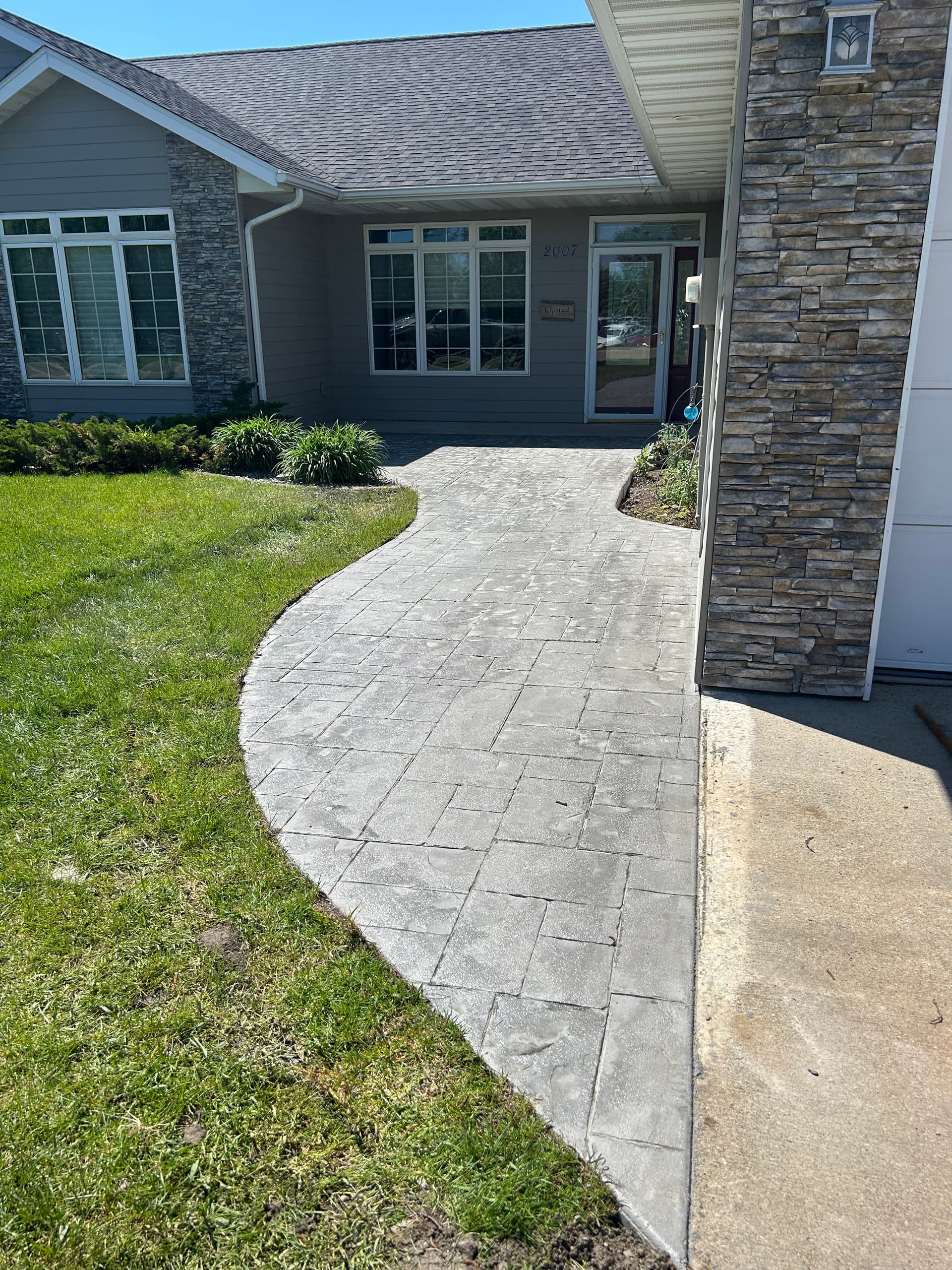 Ashlar Slate Stamped Concrete Patios and Walkways in Albert Lea MN